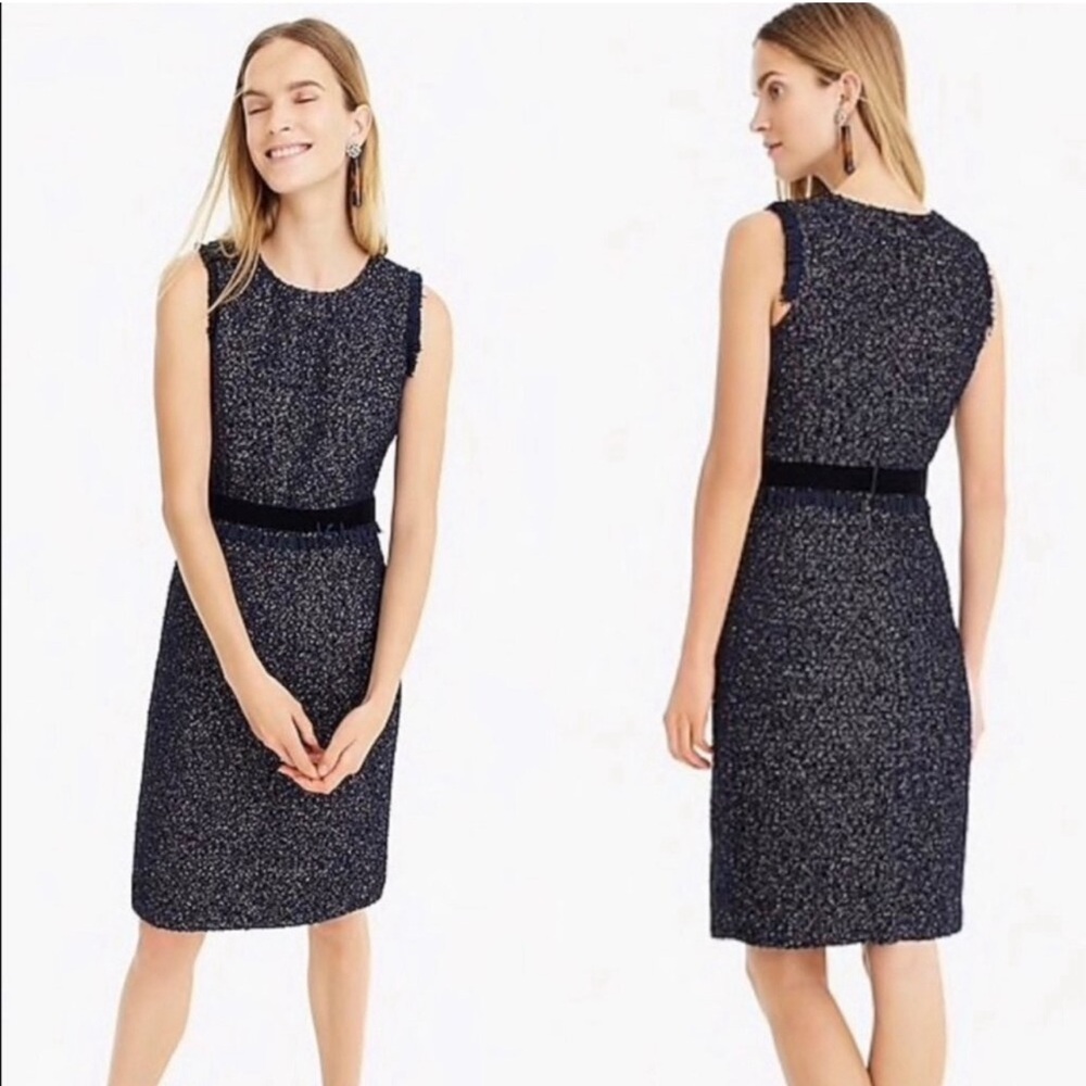 J. Crew Black and Silver Sleeveless Dress